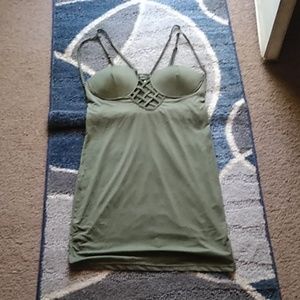 Army green mini dress, super cute on!